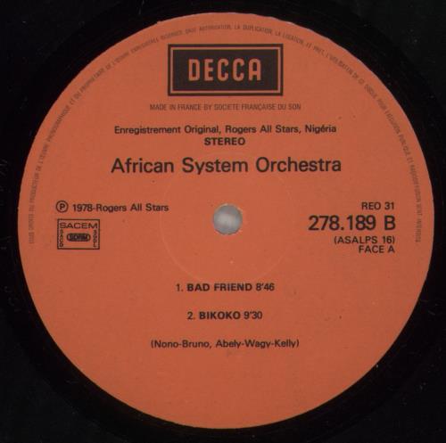 African System Orchestra African System Orchestra vinyl LP album (LP record) French -G5LPAF882852