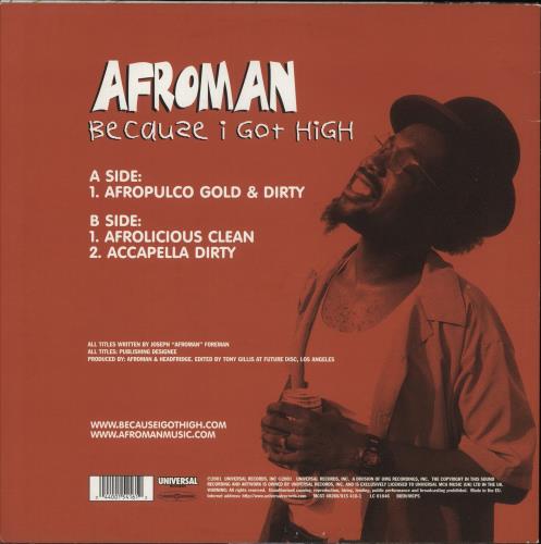 Afroman Because I Got High 12" vinyl single (12 inch record / Maxi-single) UK A5412BE870167