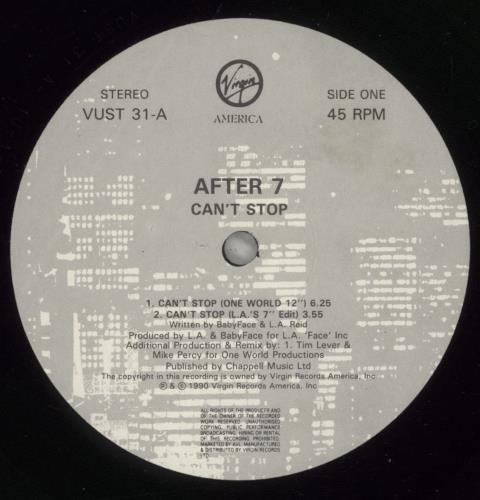After 7 Can't Stop 12" vinyl single (12 inch record / Maxi-single) UK A7B12CA888962