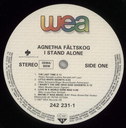 Agnetha F�ltskog I Stand Alone vinyl LP album (LP record) German AGNLPIS307526