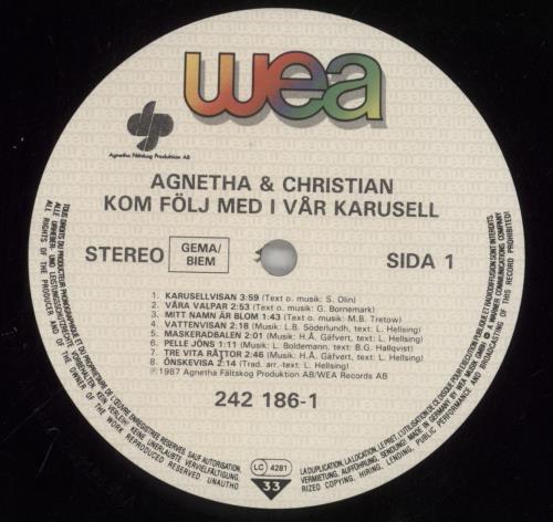 Agnetha F�ltskog Kom Folj Med I Var Karusell - EX vinyl LP album (LP record) Swedish AGNLPKO862621