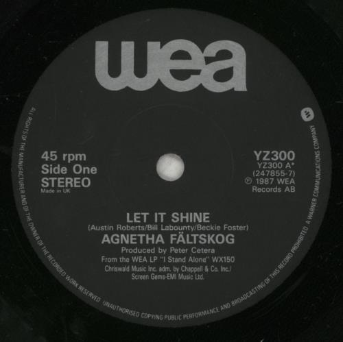 Agnetha F�ltskog Let It Shine 7" vinyl single (7 inch record / 45) UK AGN07LE17179