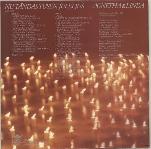 Agnetha F�ltskog Nu Tandas Tusen Juleljus vinyl LP album (LP record) Swedish AGNLPNU88910