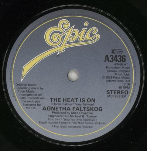 Agnetha F�ltskog The Heat Is On 7" vinyl single (7 inch record / 45) UK AGN07TH878297