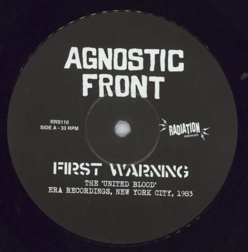 Agnostic Front First Warning - The 'United Blood' Era Recordings, New York City, 1983 vinyl LP album (LP record) Italian FR2LPFI832015