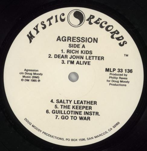 Agression Agression vinyl LP album (LP record) US 9G5LPAG864244