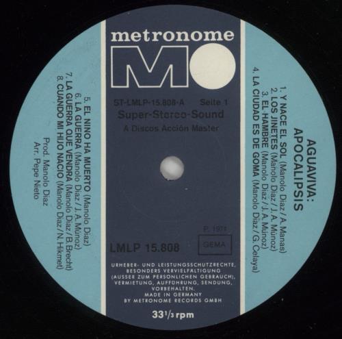 Aguaviva Apocalipsis vinyl LP album (LP record) German 94ULPAP872149