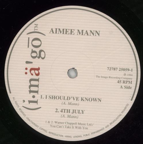 Aimee Mann I Should've Known 10" vinyl single (10 inch record) UK AMN10IS80761