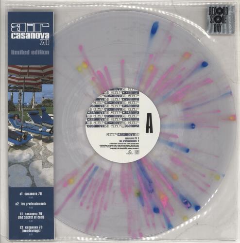 Air (French) Casanova 70 - RSD16 - Splattered Clear Vinyl 12" vinyl single (12 inch record / Maxi-single) UK AIR12CA710583