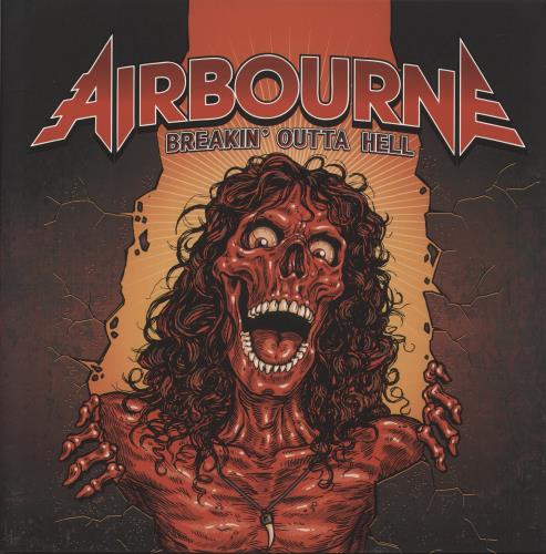 Airbourne Breakin' Outta Hell - Red Vinyl - Autographed Card vinyl LP album (LP record) UK AX6LPBR875034