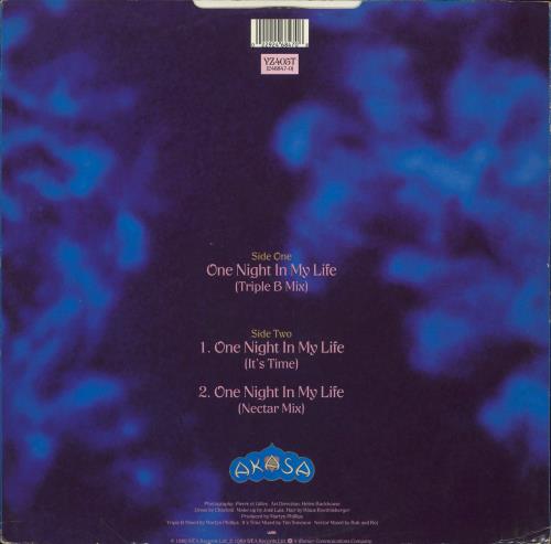 Akasa One Night In My Life 12" vinyl single (12 inch record / Maxi-single) UK XLA12ON780146