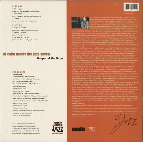 Al Cohn Keeper Of The Flame vinyl LP album (LP record) UK 3ACLPKE771796