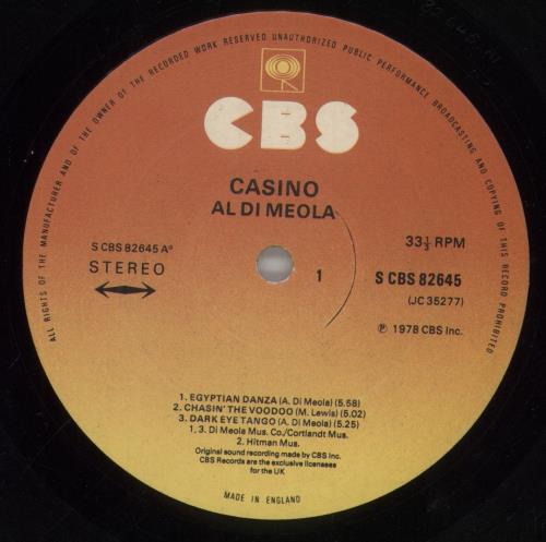 Al Di Meola Casino + Insert vinyl LP album (LP record) UK AL5LPCA494875