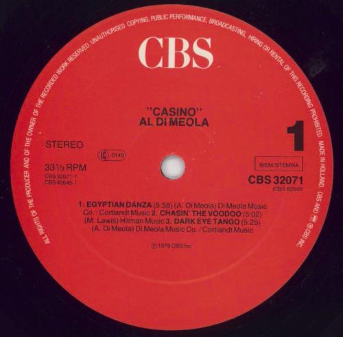 Al Di Meola Casino vinyl LP album (LP record) UK AL5LPCA850799