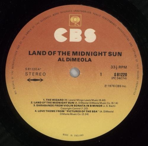 Al Di Meola Land Of The Midnight Sun - EX vinyl LP album (LP record) UK AL5LPLA704243