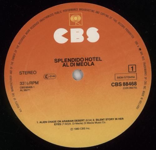 Al Di Meola Splendido Hotel 2-LP vinyl record set (Double LP Album) Dutch AL52LSP508145