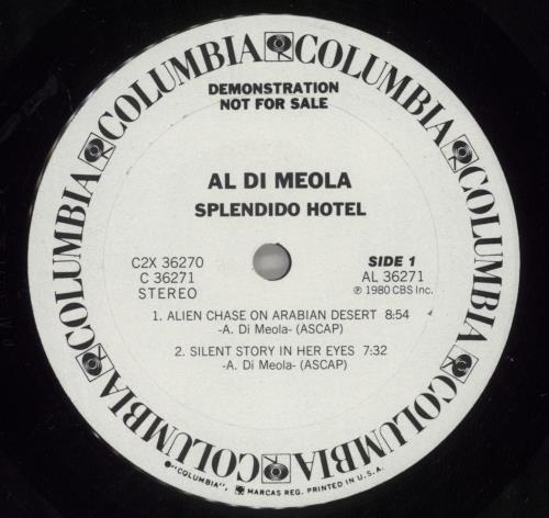 Al Di Meola Splendido Hotel 2-LP vinyl record set (Double LP Album) US AL52LSP756806