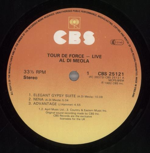 Al Di Meola Tour De Force - Live vinyl LP album (LP record) UK AL5LPTO504689