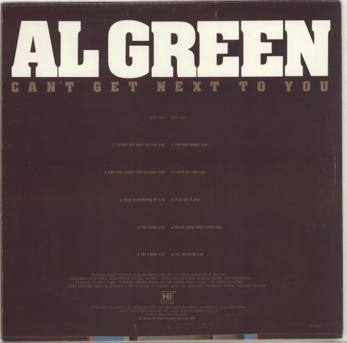 Al Green Can't Get Next To You vinyl LP album (LP record) US AEELPCA690328