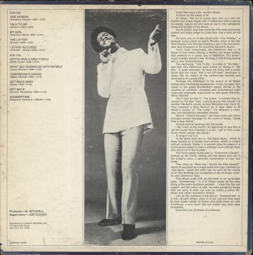 Al Green Green Is Blues vinyl LP album (LP record) US AEELPGR882088