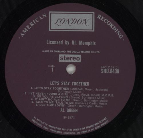 Al Green Let's Stay Together - VG vinyl LP album (LP record) UK AEELPLE814616