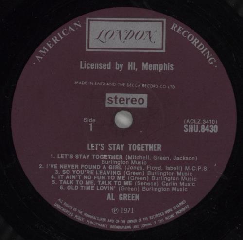 Al Green Let's Stay Together vinyl LP album (LP record) UK AEELPLE392390