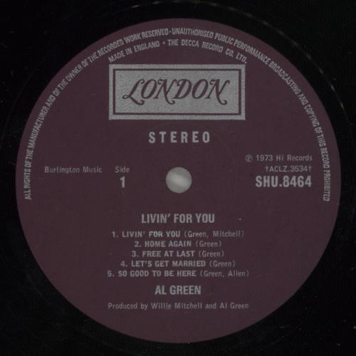 Al Green Livin' For You vinyl LP album (LP record) UK AEELPLI457312