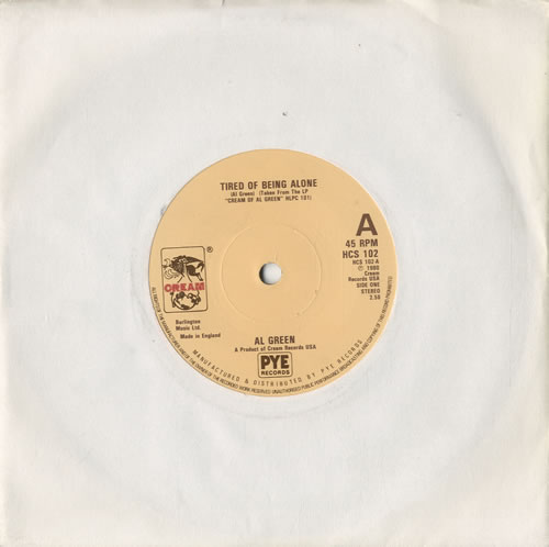 Al Green Tired Of Being Alone 7" vinyl single (7 inch record / 45) UK AEE07TI587047
