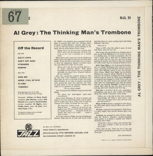 Al Grey The Thinking Man's Trombone vinyl LP album (LP record) UK AJ6LPTH456072