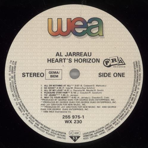 Al Jarreau Heart's Horizon vinyl LP album (LP record) UK AJRLPHE888319