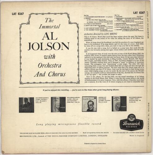 Al Jolson The Immortal Al Jolson vinyl LP album (LP record) UK JL7LPTH722596