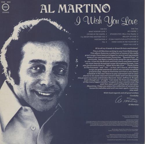 Al Martino I Wish You Love vinyl LP album (LP record) UK A/MLPIW753076