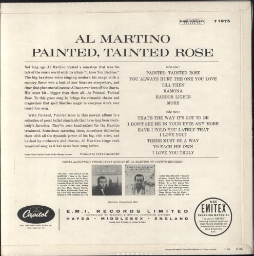 Al Martino Painted, Tainted Rose vinyl LP album (LP record) UK A/MLPPA821270