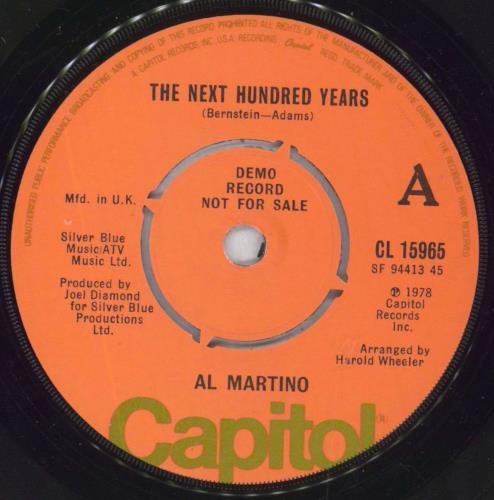 Al Martino The Next Hundred Years 7" vinyl single (7 inch record / 45) UK A/M07TH828178