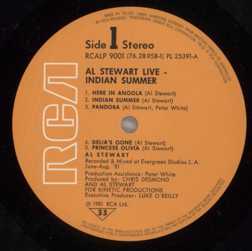 Al Stewart Live - Indian Summer 2-LP vinyl record set (Double LP Album) German ALS2LLI685186