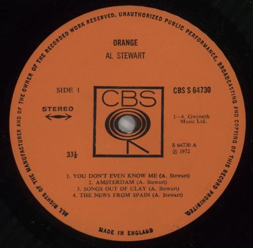 Al Stewart Orange - 1st - EX vinyl LP album (LP record) UK ALSLPOR809716