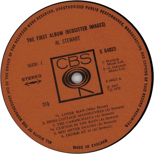 Al Stewart The First Album (Bed-Sitter Images) - Laminated vinyl LP album (LP record) UK ALSLPTH596852