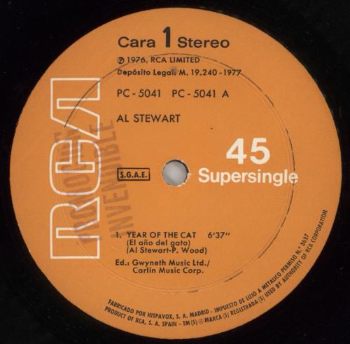 Al Stewart Year Of The Cat - Supersingle 12" vinyl single (12 inch record / Maxi-single) Spanish ALS12YE868350