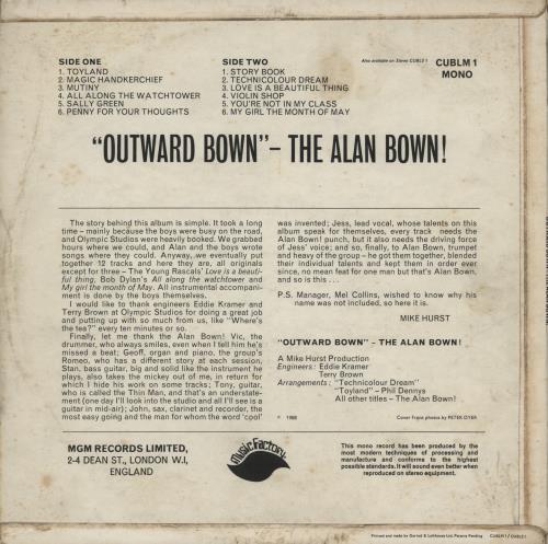 Alan Bown Outward Bown vinyl LP album (LP record) UK NBWLPOU787892