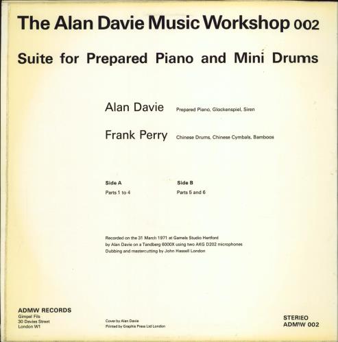 Alan Davie Suite For Prepared Piano And Mini Drums vinyl LP album (LP record) UK 2LDLPSU769940