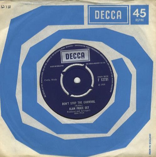 Alan Price Don't Stop The Carnival 7" vinyl single (7 inch record / 45) UK A-P07DO242062