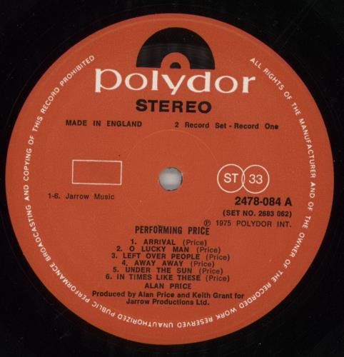 Alan Price Performing Price 2-LP vinyl record set (Double LP Album) UK A-P2LPE260952