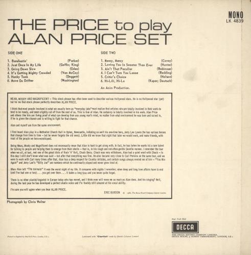 Alan Price The Price To Pay - VG vinyl LP album (LP record) UK A-PLPTH129418