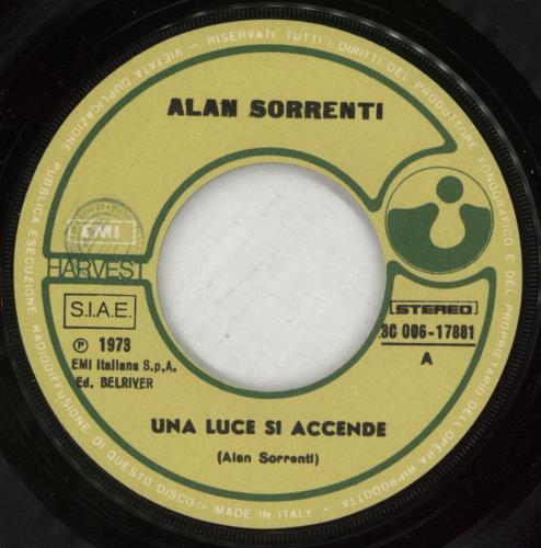Alan Sorrenti Una Luce Si Accende 7" vinyl single (7 inch record / 45) Italian AXS07UN875883