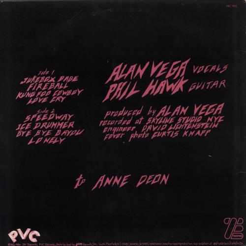 Alan Vega Alan Vega vinyl LP album (LP record) US AVGLPAL782191