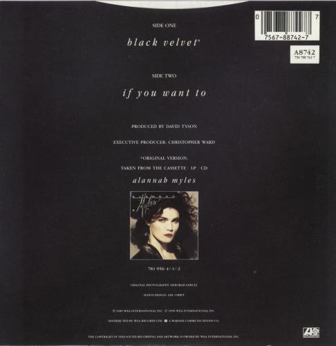 Alannah Myles Black Velvet 7" vinyl single (7 inch record / 45) UK ALN07BL282411