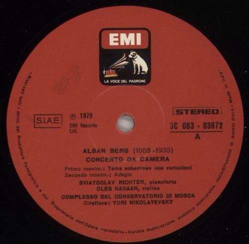 Alban Berg Berg: Concerto Da Camera vinyl LP album (LP record) Italian A5ZLPBE880268