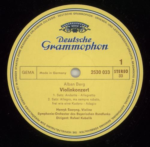 Alban Berg Violin Concertos vinyl LP album (LP record) German A5ZLPVI870712