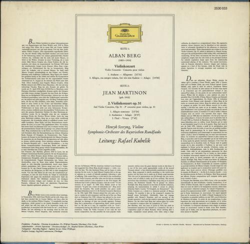 Alban Berg Violin Concertos vinyl LP album (LP record) German A5ZLPVI870712