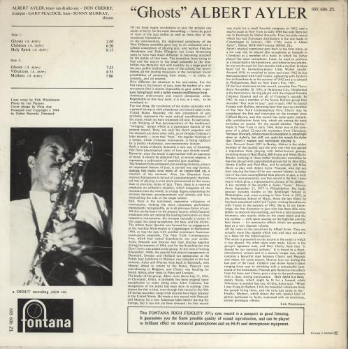 Albert Ayler Ghosts vinyl LP album (LP record) Dutch AYLLPGH776624